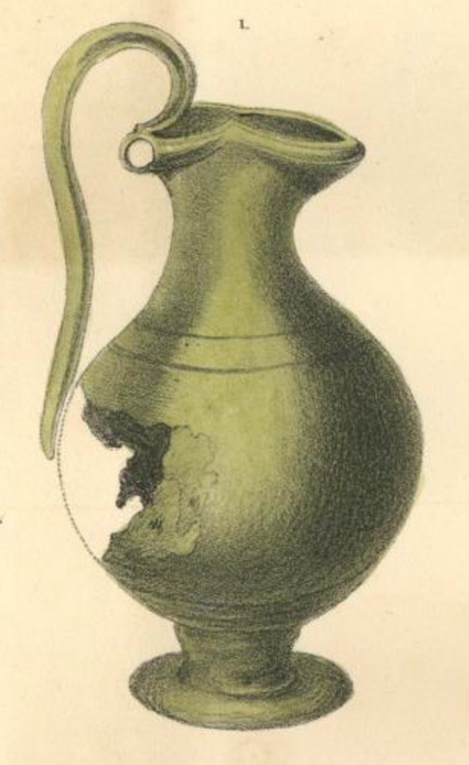 Bronzen kannetje uit Raayen, sinds lange tijd spoorloos. Bron: Janssen 1844