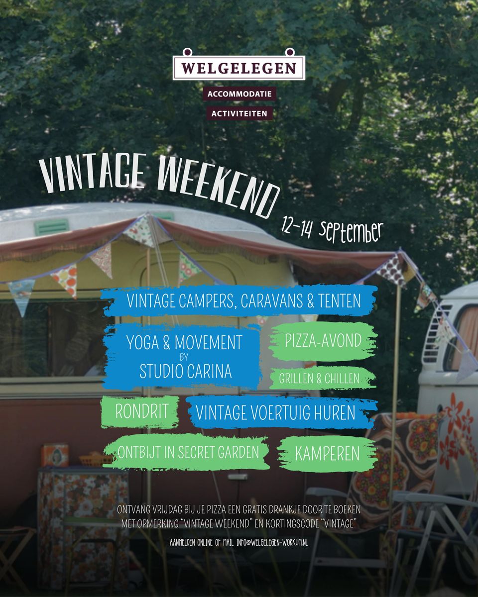 vintage kampeerweekend en oldtimerrondtour gezamenlijk eten en een good vibe.