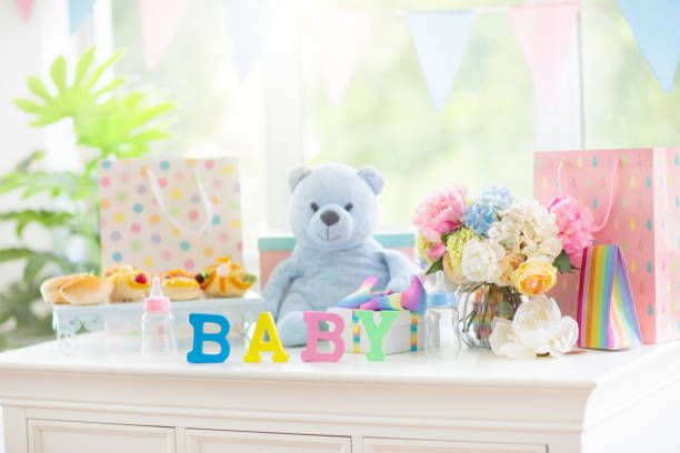The photo shows the decoration for baby shower.
