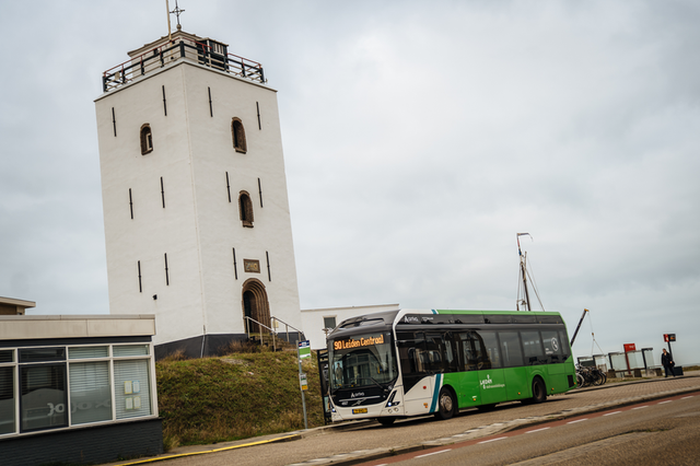 OV Bus van Arriva Nederland bij de Vuurbaak in Katwijk aan Zee.