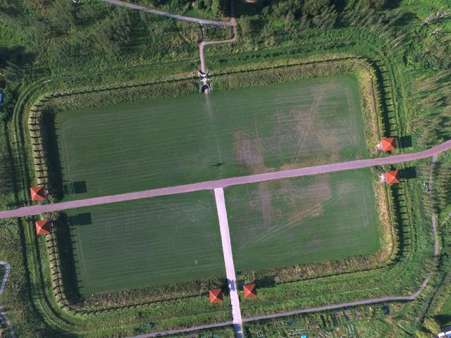 Luchtfoto Castellum Matilo Roomburg Leiden