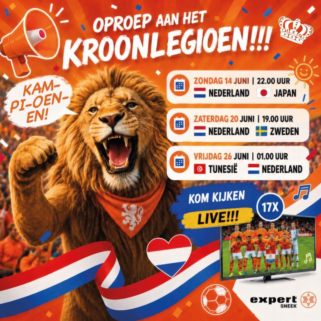 Het Nederlands Elftal komt in actie en dat beleef je samen op grote schermen in de binnenstad van Sneek!