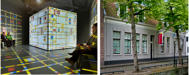 Mondriaanhuis gevel en expo binnen