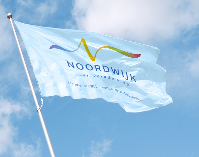Vlag banier merk Noordwijk een verademing