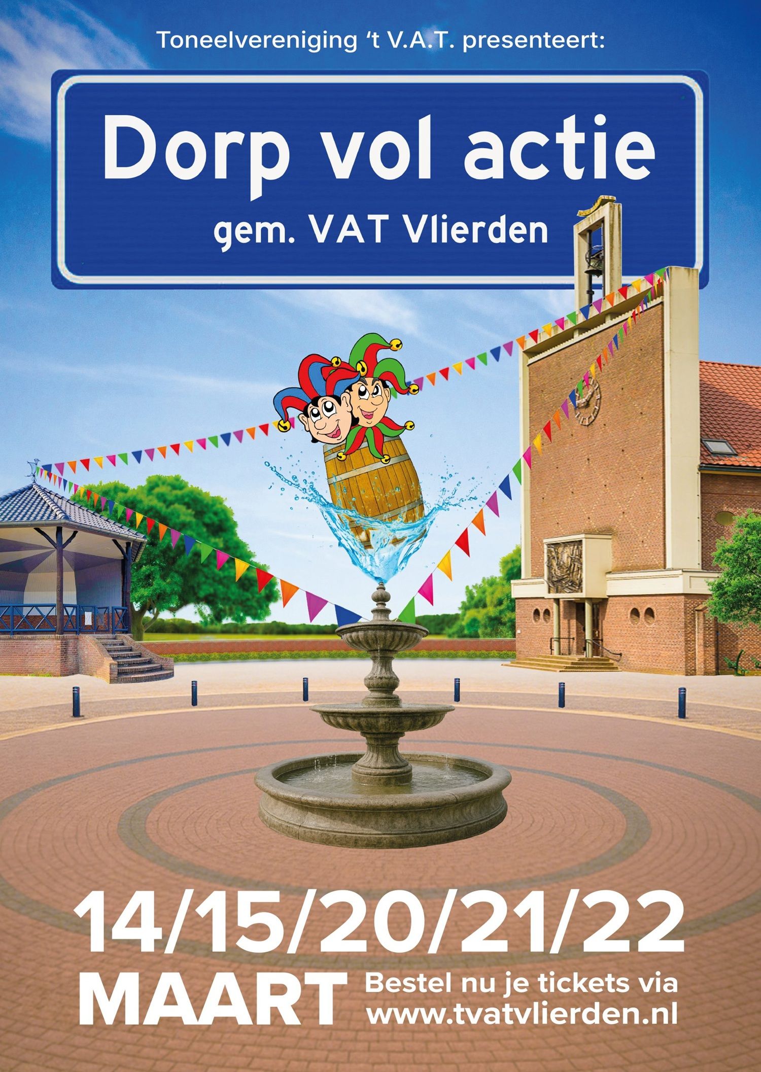 Affiche Toneelstuk Dorp vol actie
