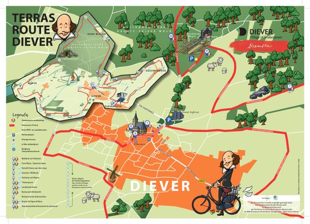 Deze gezellige fietsroute heeft naast de heerlijke terrassen een hoog gehalte natuur en cultuur in zich. Tevens is er een ludiek aandenken te krijgen als de stempelkaart ingevuld ingeleverd wordt bij een deelnemend (horeca) bedrijf. e