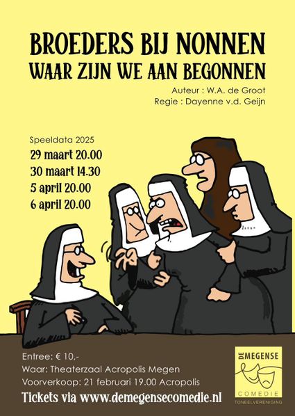 Flyer voorstelling Megense Comedie