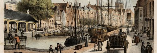 Hoge en Lage der A, gezien naar het zuiden, ca. 1860. Links de visbanken.