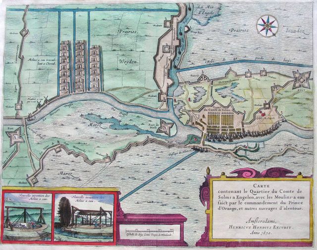 Overzichtkaart van de naderingswerken vanuit het kamp van de Graaf van Solms bij Engelen gedurende de belegering van 's-Hertogenbosch in 1629