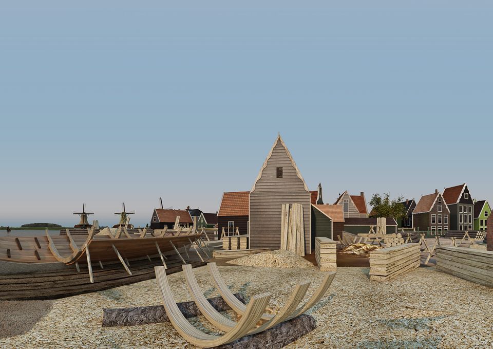 App Werf Scheepswerf AI Tekening Historie Stadshart Zaandam centrum Czaar Peterhuisje