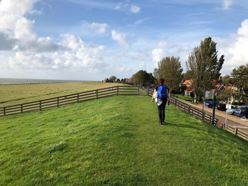 Wandelaar op de dijk tussen Stavoren en Hindeloopen