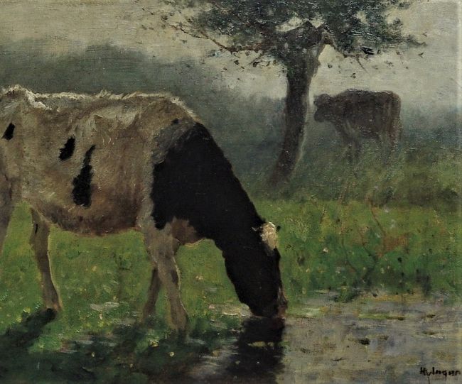 H.A.-van-Ingen-Morgennevel-aan-de-Noordberg-bij-Renkum-olieverf-op-doek-33-x-47-cm