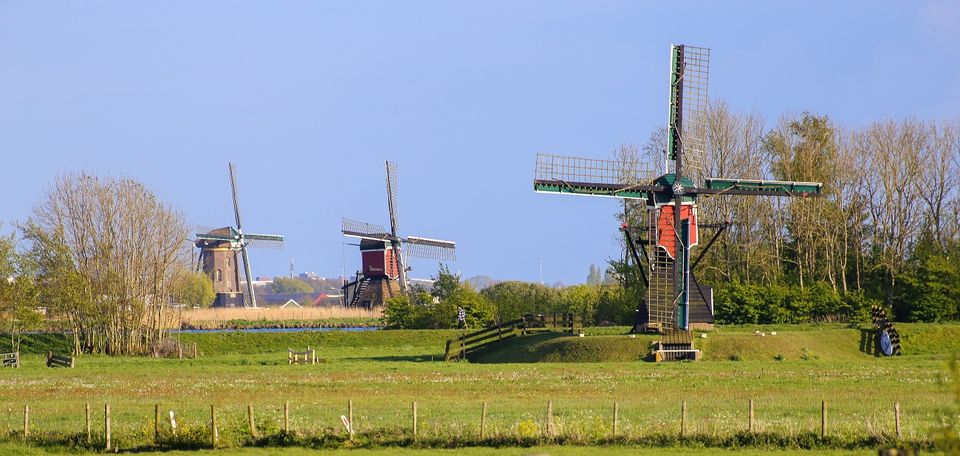 De drie molens: Kagermolen, Buurtermolen en Lijkermolen zijn alle drie naast elkaar te zien vanuit het weiland bij de Kagermolen. De Kagermolen is het meest dichtbijzijnd te zien en op de achtergrond de overige 2 molens in de verte.