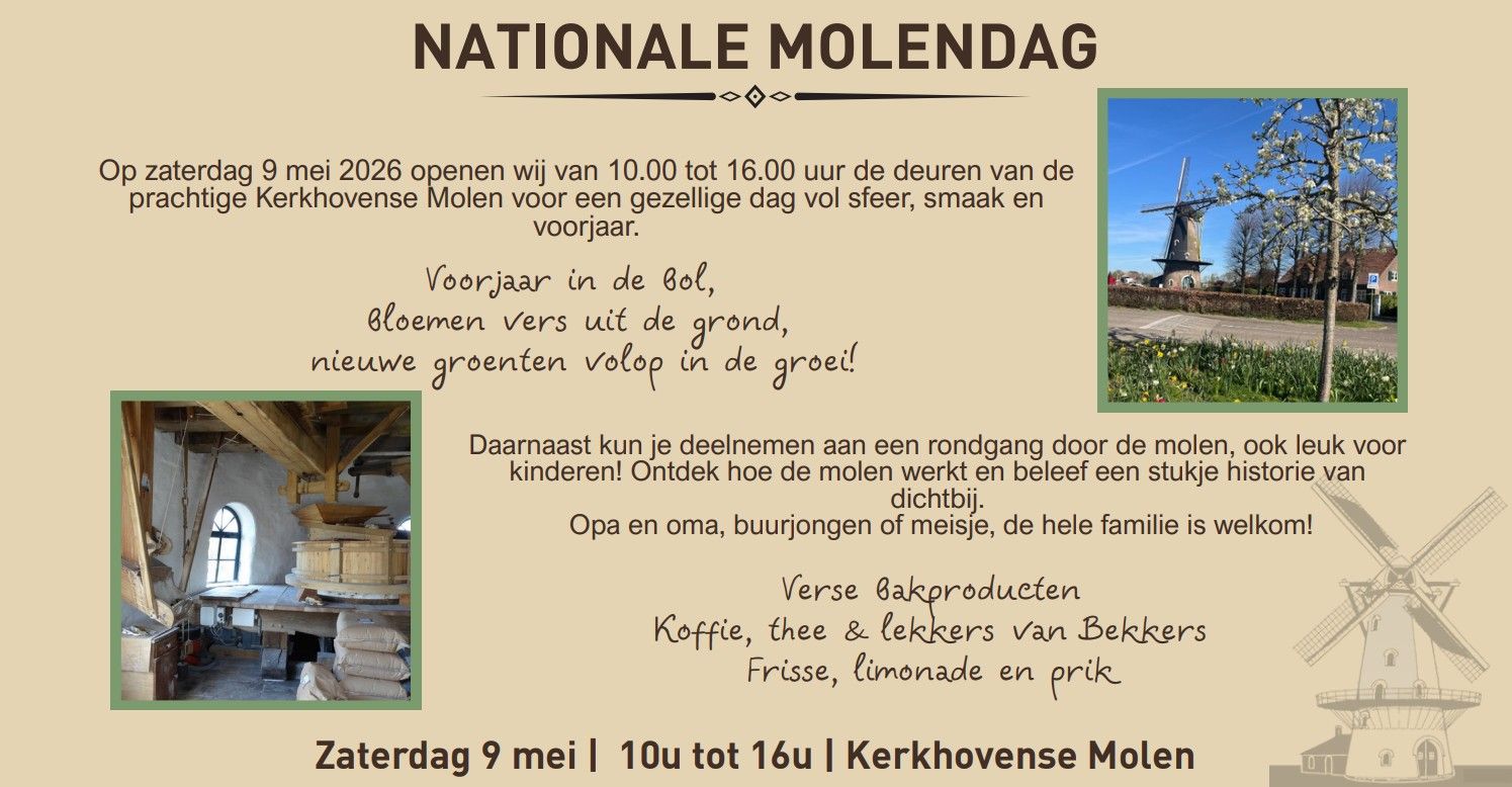 Flyer programma Nationale molendag Kerkhovense molen