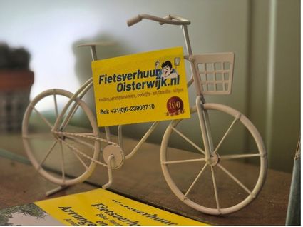 Miniatuurfiets met afbeelding van Fietsverhuur Oisterwijk