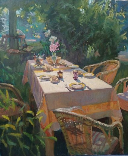 septemberzon op tuintafel
