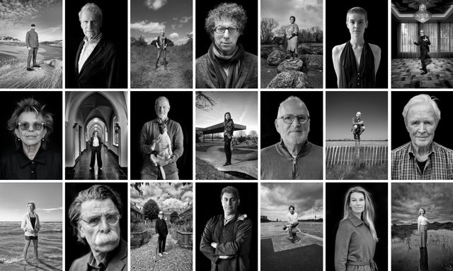 Portrettengalerij met Nederlandse schrijvers als Connie Palmen, Susan Smit, Jan Terlouw, Herman Koch en meer