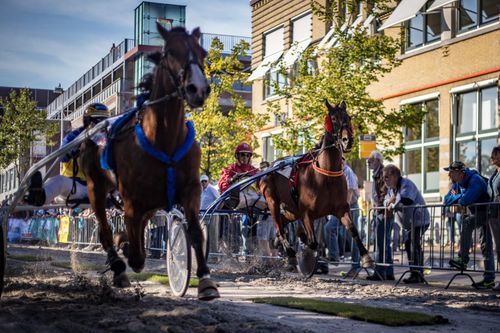 Mensen die met paarden racen