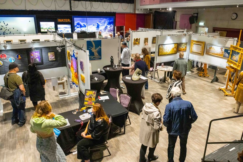 Mensen die kunstkijken tijdens de Kunstmaand Edam-Volendam