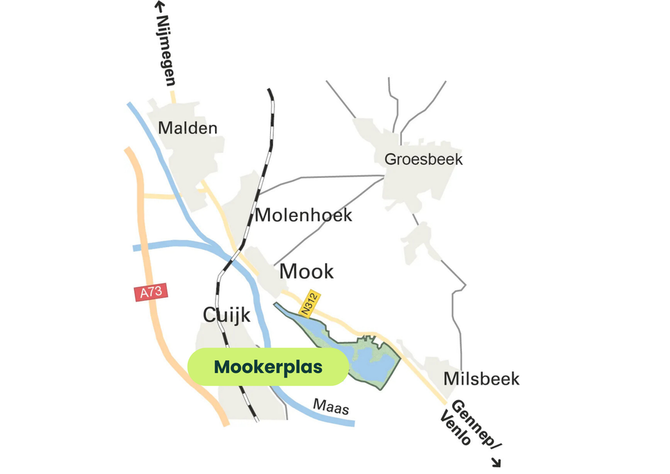 Kaart van route naar Mookerplas