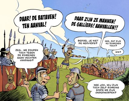 Illustratie van miscommunicatie tussen de verschillende 'Romeinse' legers in de Romeinse tijd