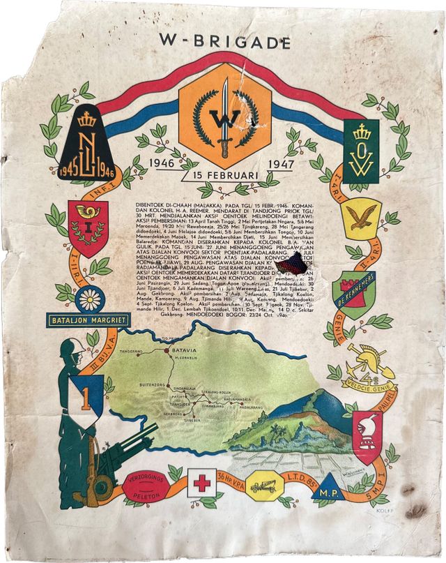 Kaart van de gebieden waar Tons vader met bataljon 10 van de W-Brigade in actie is gekomen.