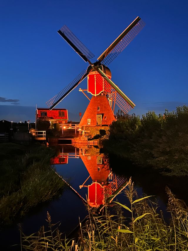 Vlietmolen belicht tijdens Molennacht