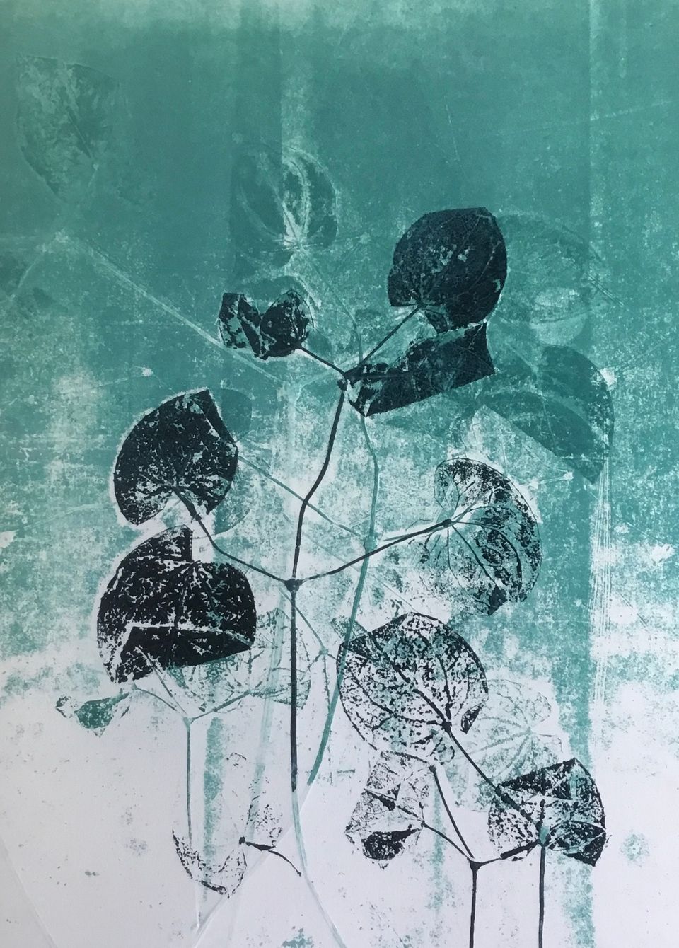 Kunstwerk Eenkleurige prent plant