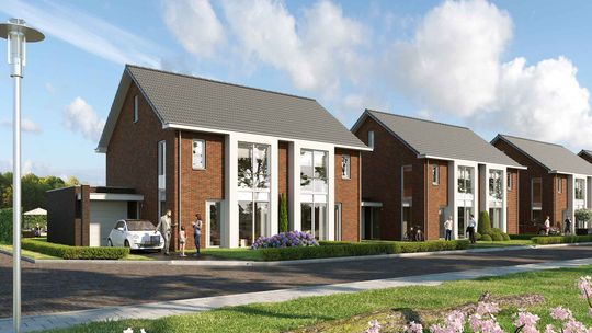 Nieuwbouw twee-onder-één-kapwoningen aan De Wierse in Biddinghuizen.