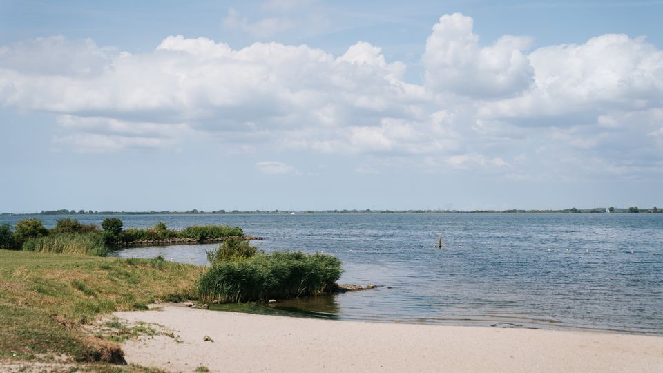 Strand en water bij strand stad aan t haringvliet