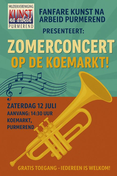 De flyer van het Zomerconcert op de Koemarkt