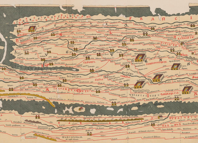 Peutingerkaart deel met Nederlandse plaatsen