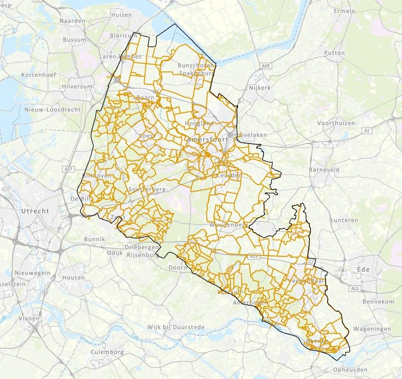 Kaart ontwerp Wandelroutenetwerk Utrecht-oost