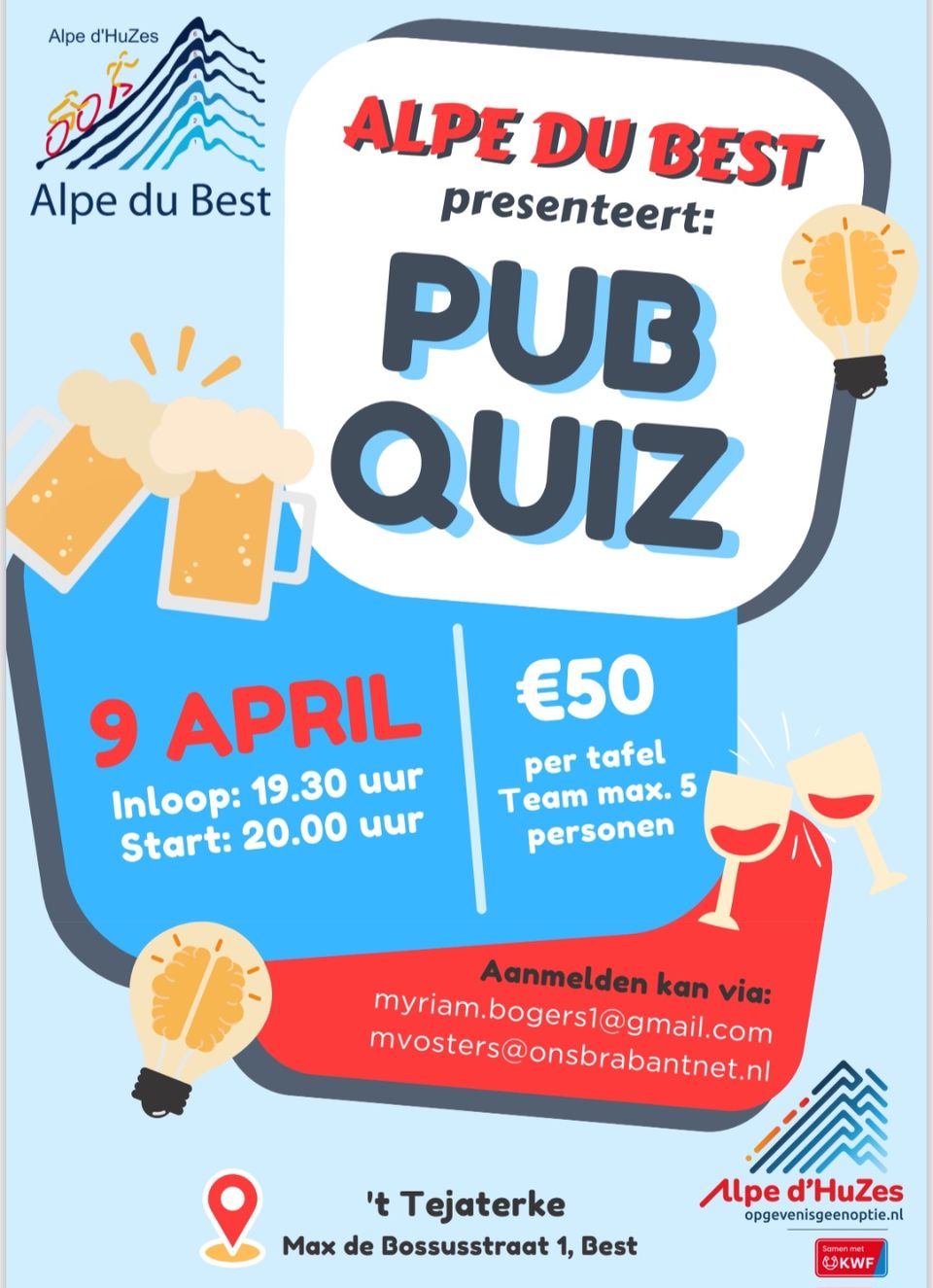 De Grote Alpe d'HuZes Pubquiz: Geen berg te hoog, geen vraag te moeilijk!