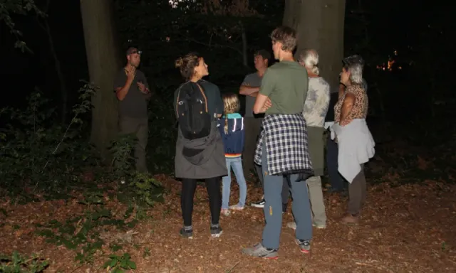 Op excursie in een donker bos