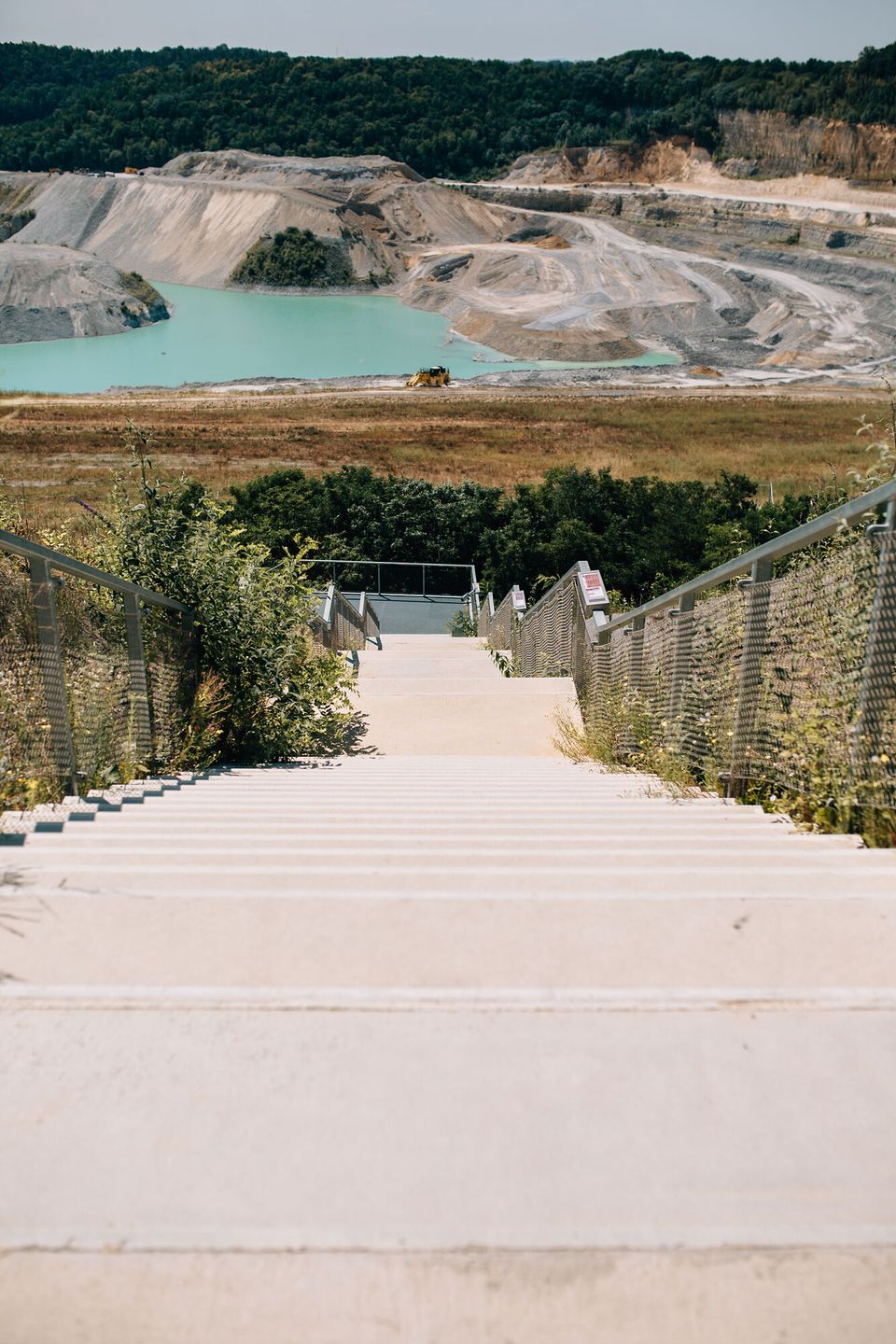 Enci quarry Maastricht stairs towards pond