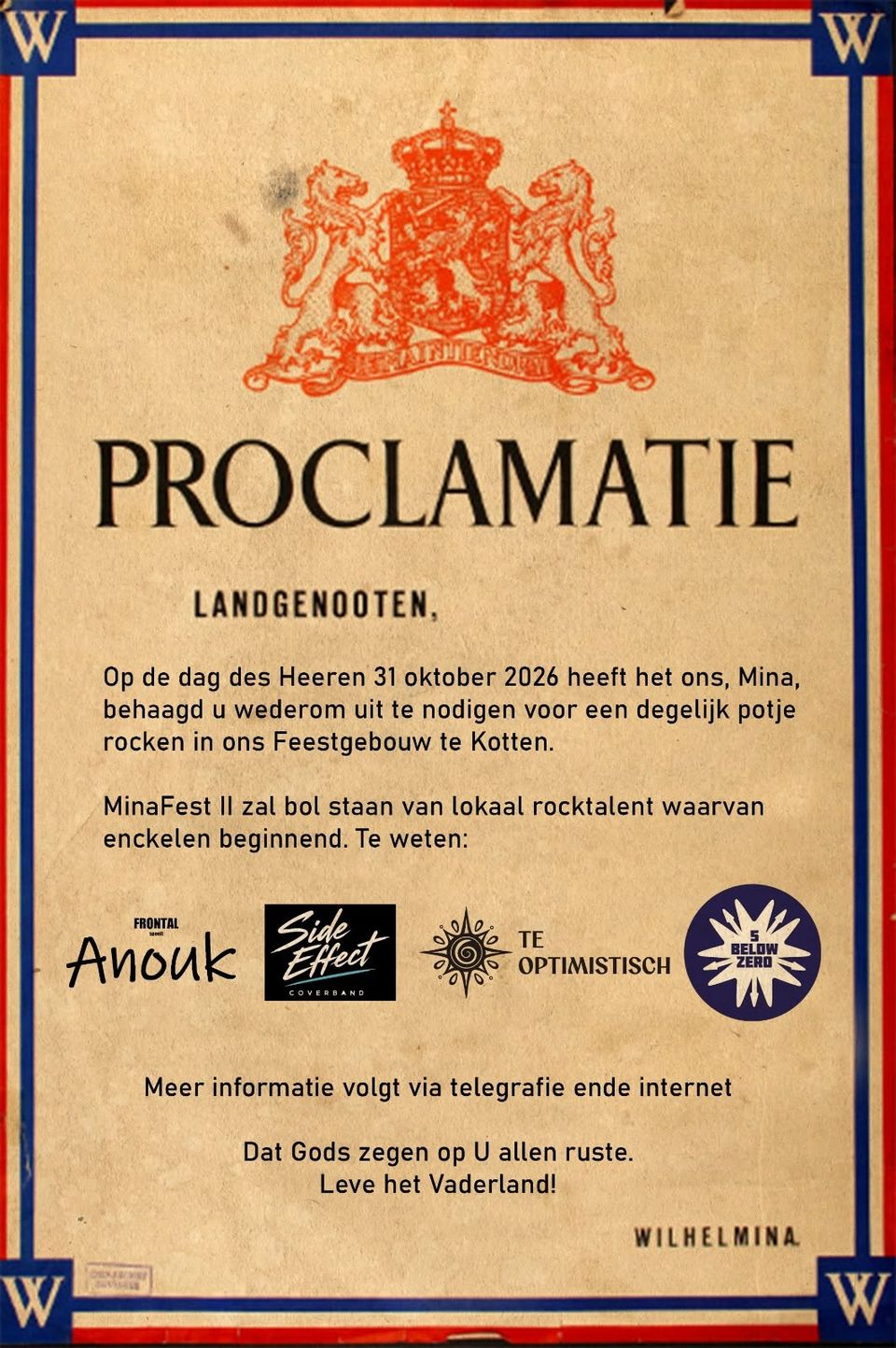 Minafest 2026 | Vier bands, één groot feest!