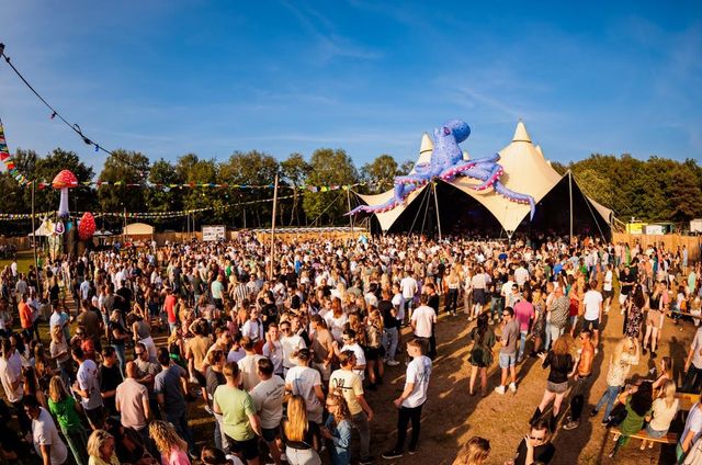 Mensen op festival terrein