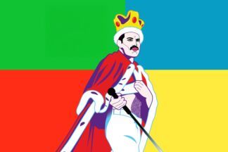 Freddy Mercury in regenboogkleuren