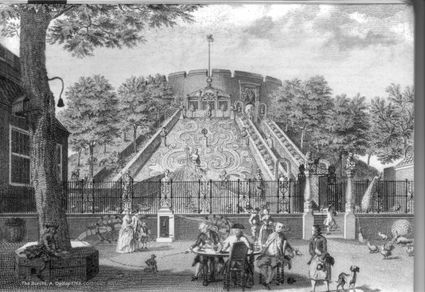 Kunstwerk waar de burcht te zien is bij burcht park