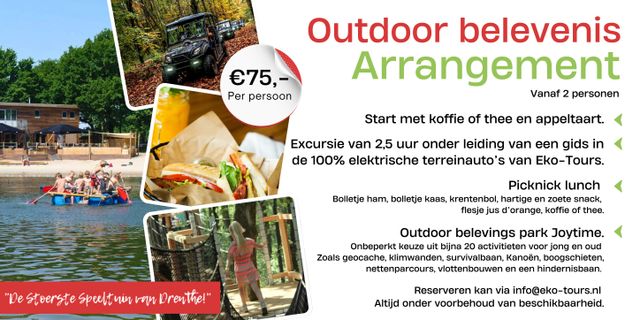 Een dag-arrangement met excursie bij Eko-Tours en een sportieve middag bij Joytime