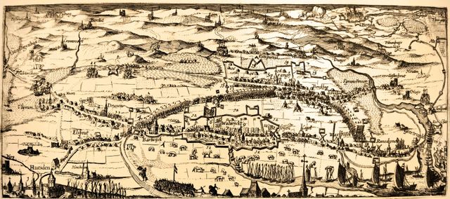 Kaart van het Staatse leger in de Langstraat in 1624-1625