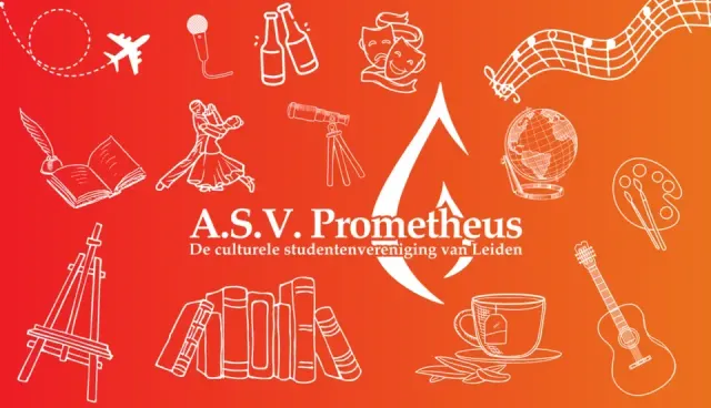 Banner van A.S.V. Prometheus, culturele studentenvereniging van Leiden