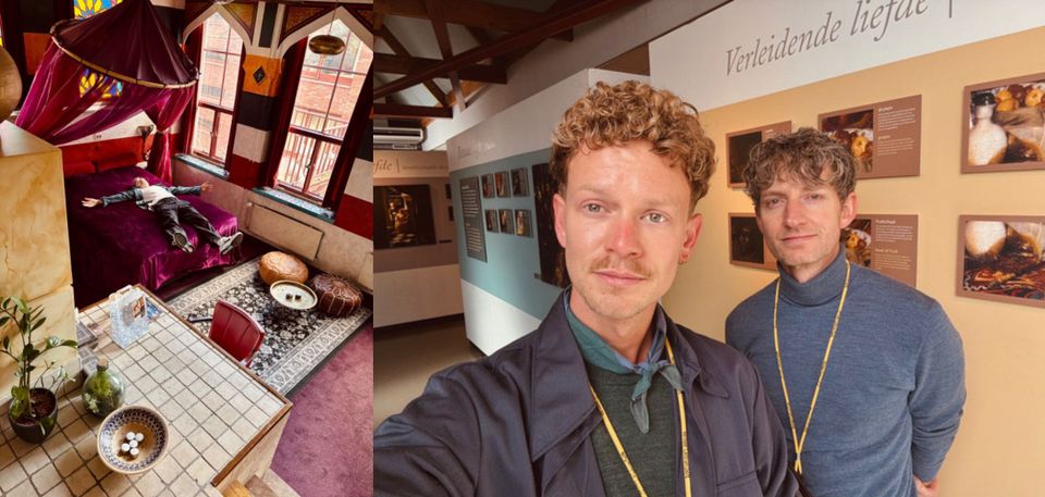 Een selfie van Sjoerd en Koen in het Vermeer Centrum Delft