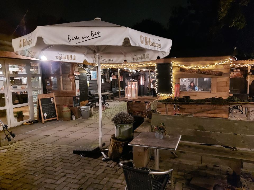 Een gezellige winterse sfeer op het terras van de Kleine Abtshoeve