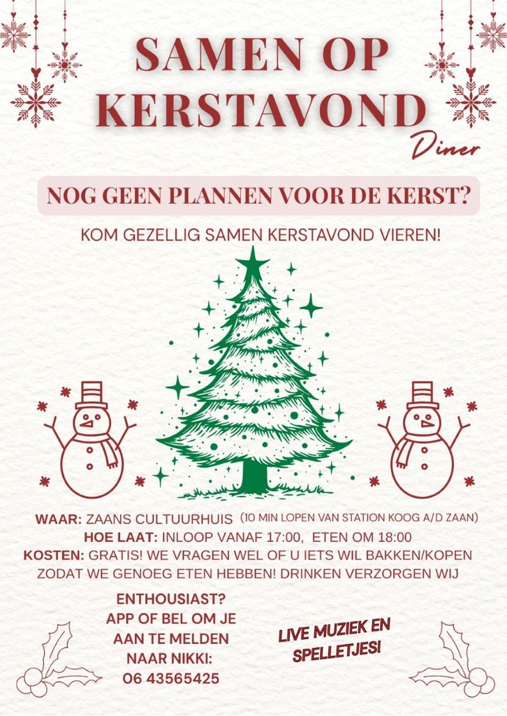 Gratis kerstdiner voor eenzame ouderen