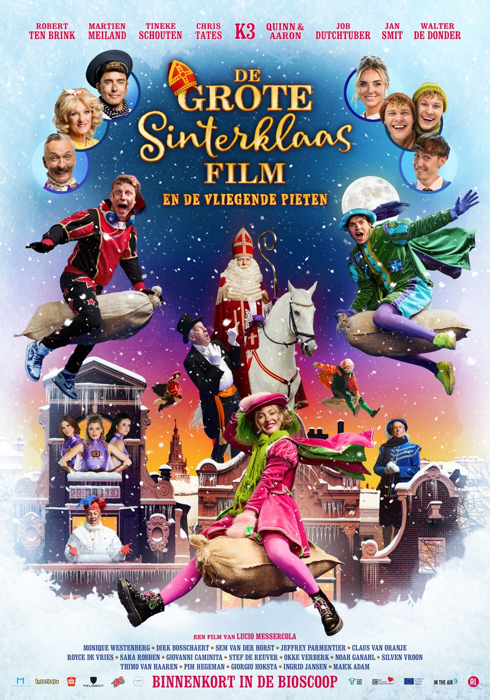 poster van de grote sinterklaasfilm en de vliegende pieten