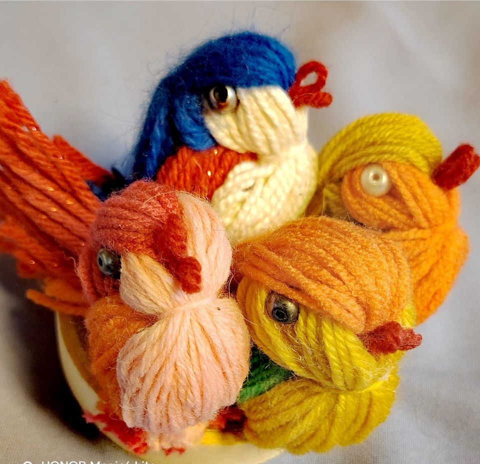 Foto van Macarme vogeltjes uit de workshop van Olga