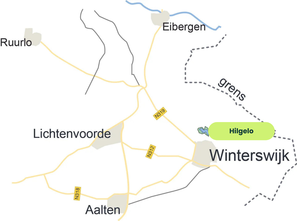 Kaart van de route naar Hilgelo