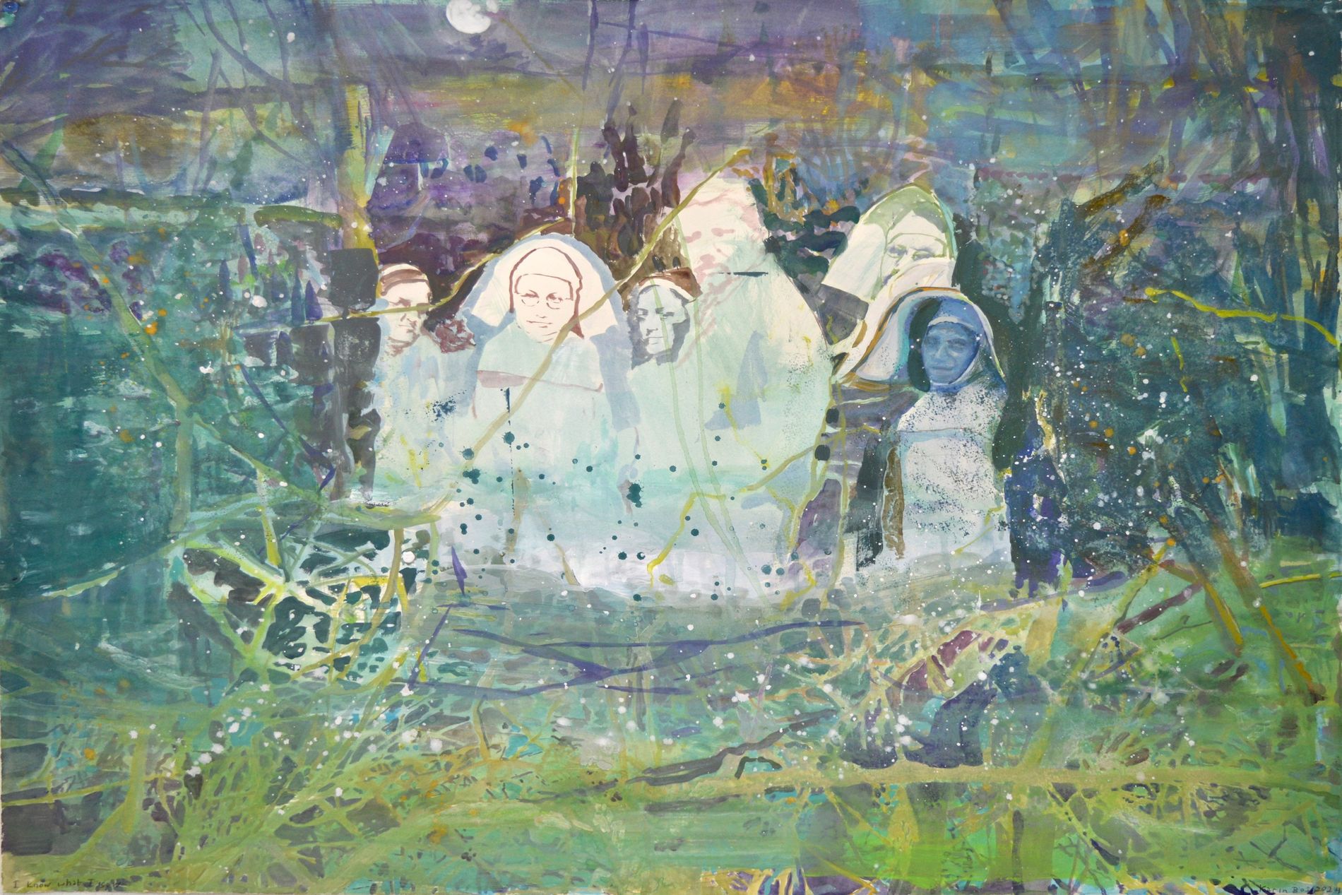 Tentoonstelling - I know what I saw - Karin Bos - Gouache op papier, 55x77 cm. - 2024